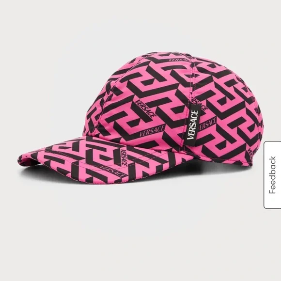 Versace Greca Logo Baseball Cap Color: FUCHSIA BLACK Size: 57 NWT Versace La Greca Greek Key Fuchsia Pink Black Print Logo  main image 2